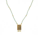 Collier cordon pierres plaque astres et pampilles - APATITE