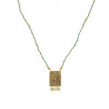 Collier cordon pierres plaque astres et pampilles - APATITE