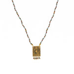 Collier cordon pierres plaque astres et pampilles - PYRITE -