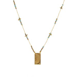 Collier doré multi pierres et pendentif plaque demi soleil -