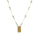 Collier doré multi pierres et pendentif plaque demi soleil -