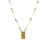 Collier doré multi pierres et pendentif plaque demi soleil -