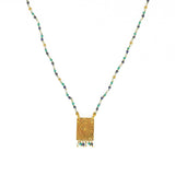 Collier cordon pierres plaque astres et pampilles -
