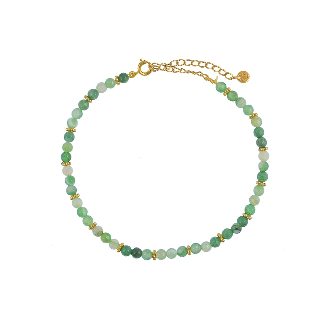 Bracelet de cheville doré et perles - AGATE VERTE