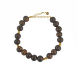 Bracelet de cheville doré et perles de bois