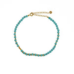 Bracelet de cheville doré et turquoise