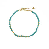 Bracelet de cheville doré et turquoise
