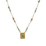 Collier cordon multi pierres plaque arbre de vie et pierre -