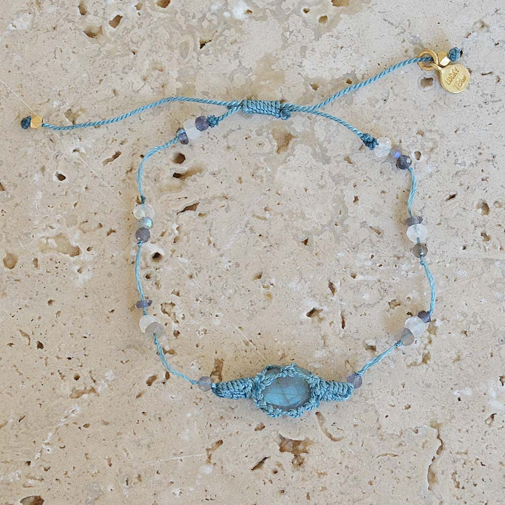 Bracelet tressére et pierres - BRACELET BLEU