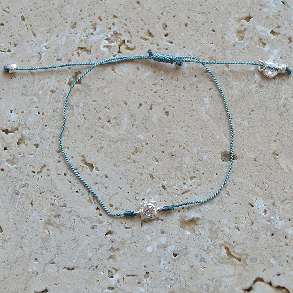 Bracelet tressé argent 925 et zircon