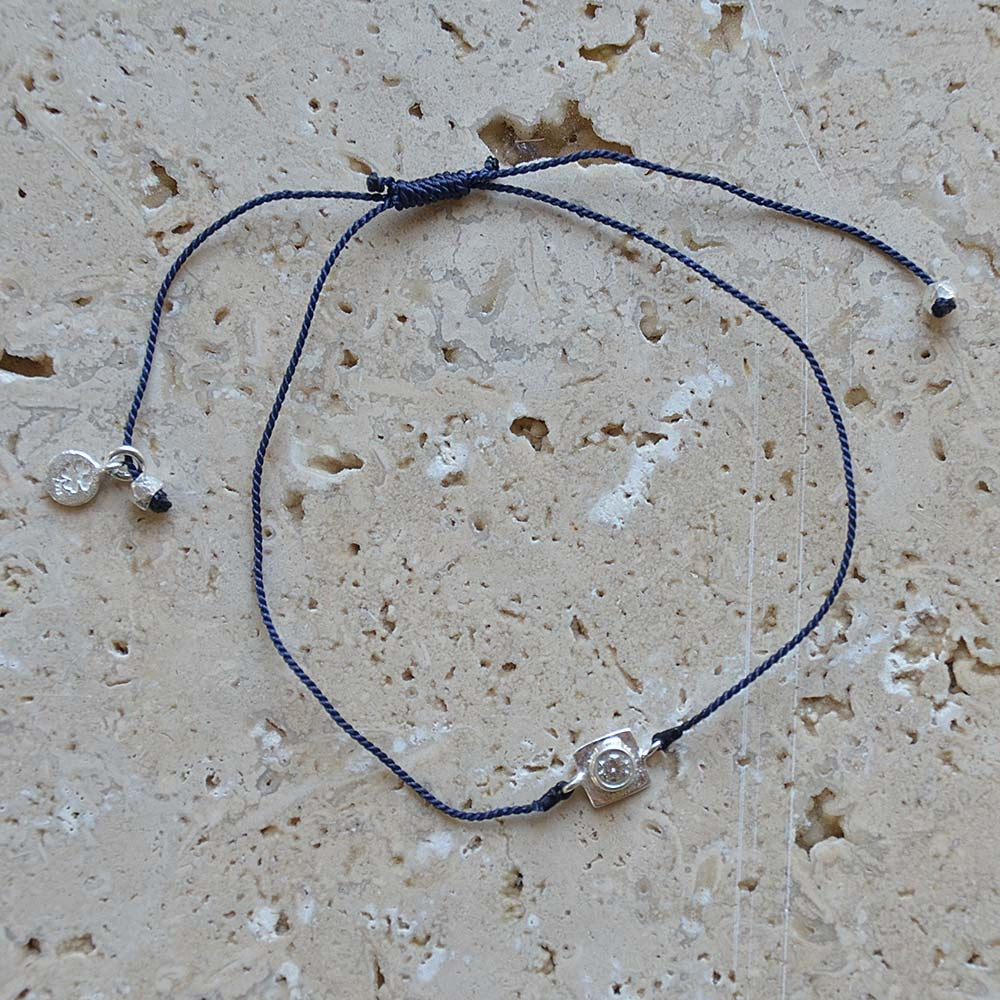 Bracelet tressé argent 925 et zircon