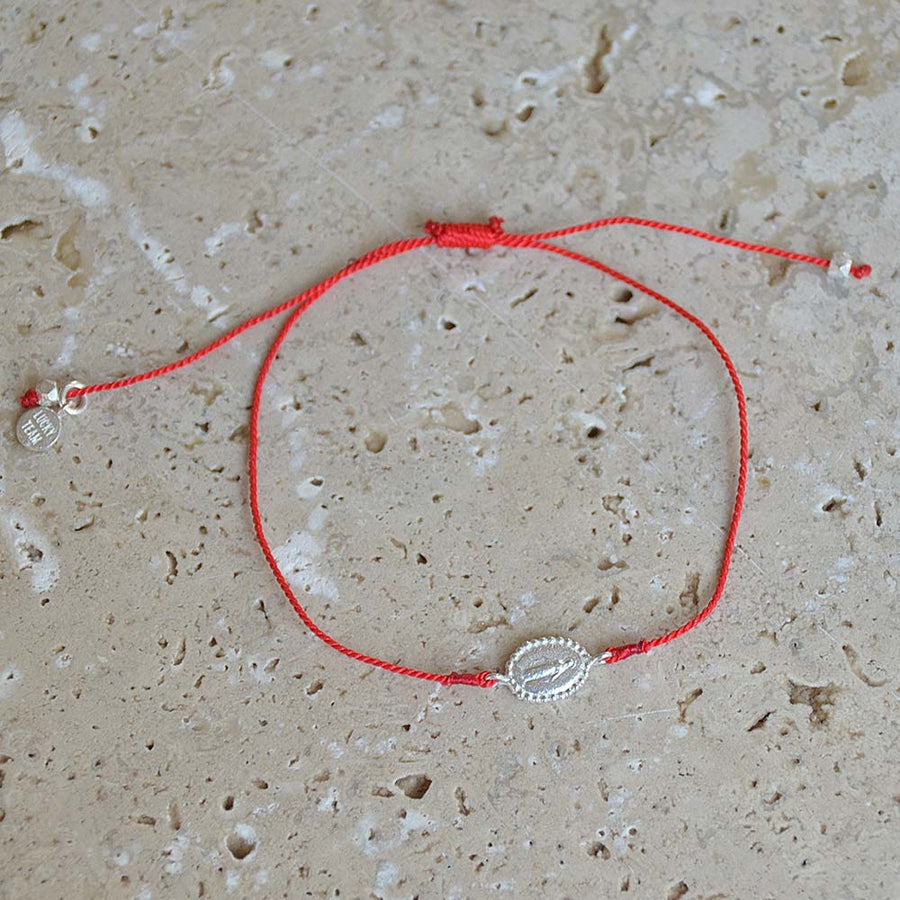 Bracelet tressé coloré sainte marie argent 925 - ROUGE