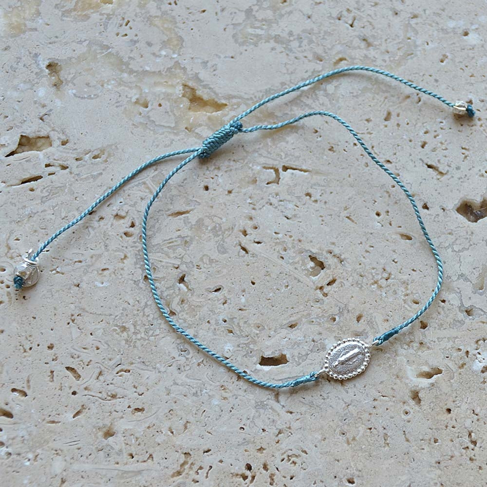 Bracelet tressé coloré sainte marie argent 925 - BLEU JEAN