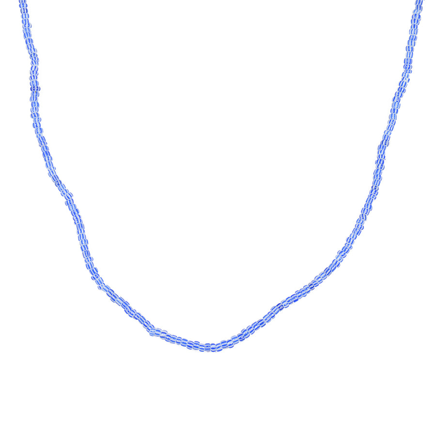 Collier perles miyuki bleues et blanches - 38CM