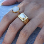 Bague dorée duo pierre facettée