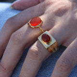 Bague dorée duo pierre facettée