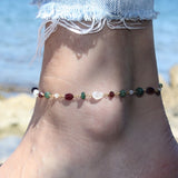 Bracelet de cheville doré et pierres