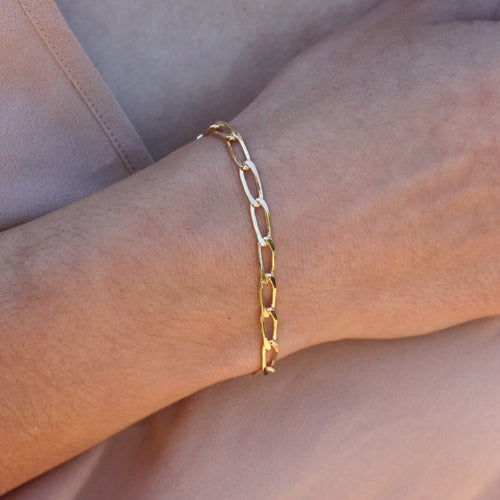 Bracelet doré maille Cheval quatre faces 18,5cm