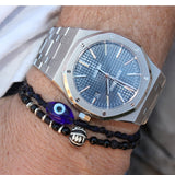 Bracelet cordon bleu marine et oeil
