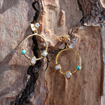 Boucles dorées anneau multi pierres - PIERRE DE LUNE -