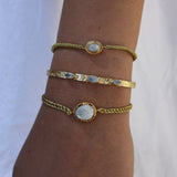 Bracelet cordon tressé doré et pierre cabochon - PIERRE DE