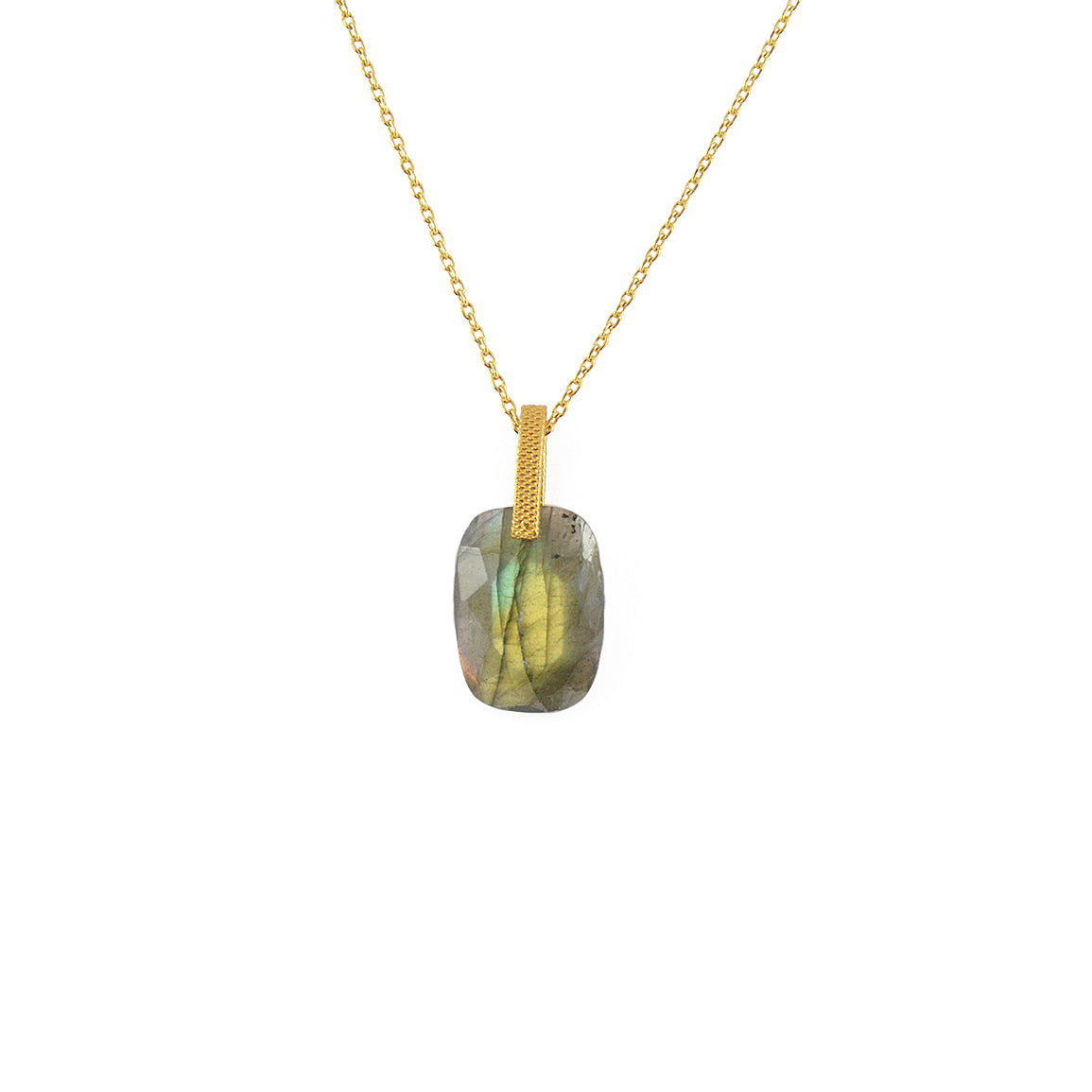 Collier doré grand pierre naturelle - LABRADORITE