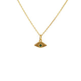 Collier doré médaille oeil et pierre - ONYX VERTE