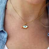 Collier doré poisson oeil en nacre - MAILLE CHEVAL (PHOTO)