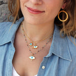 Collier doré poisson oeil en nacre