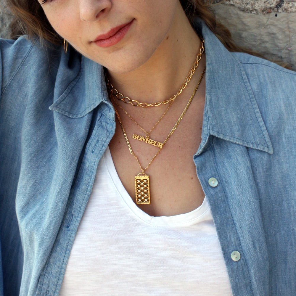 Collier doré maille rombo XXL