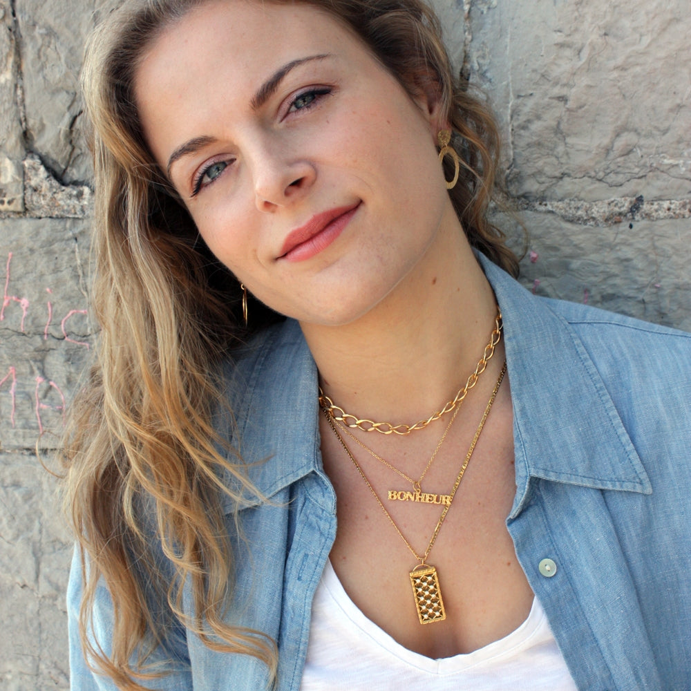 Collier doré maille rombo XXL