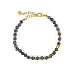 Bracelet pierres naturelles et disques dorés - OBSIDIENNE