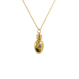 Collier doré pendentif flasque porte bonheur - LABRADORITE