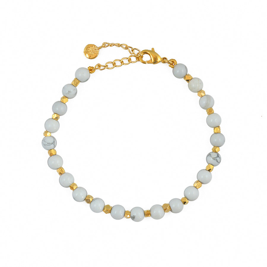 Bracelet perles dorées et pierres facettées - HOWLITE