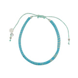 Bracelet mali sur cordon - TURQUOISE & BLANC