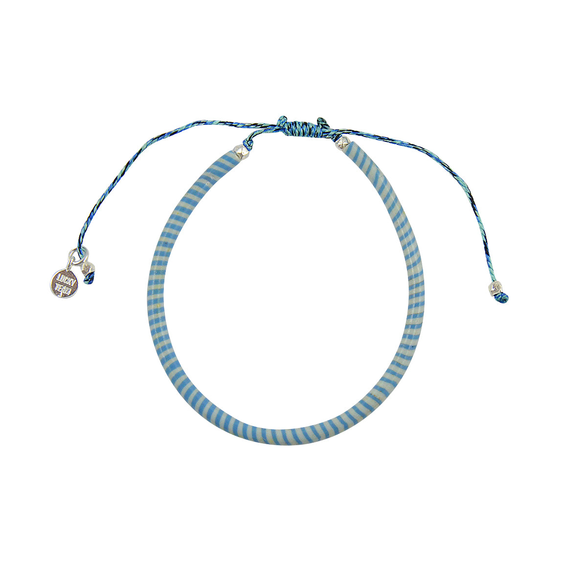 Bracelet mali sur cordon - BLEU & BLANC