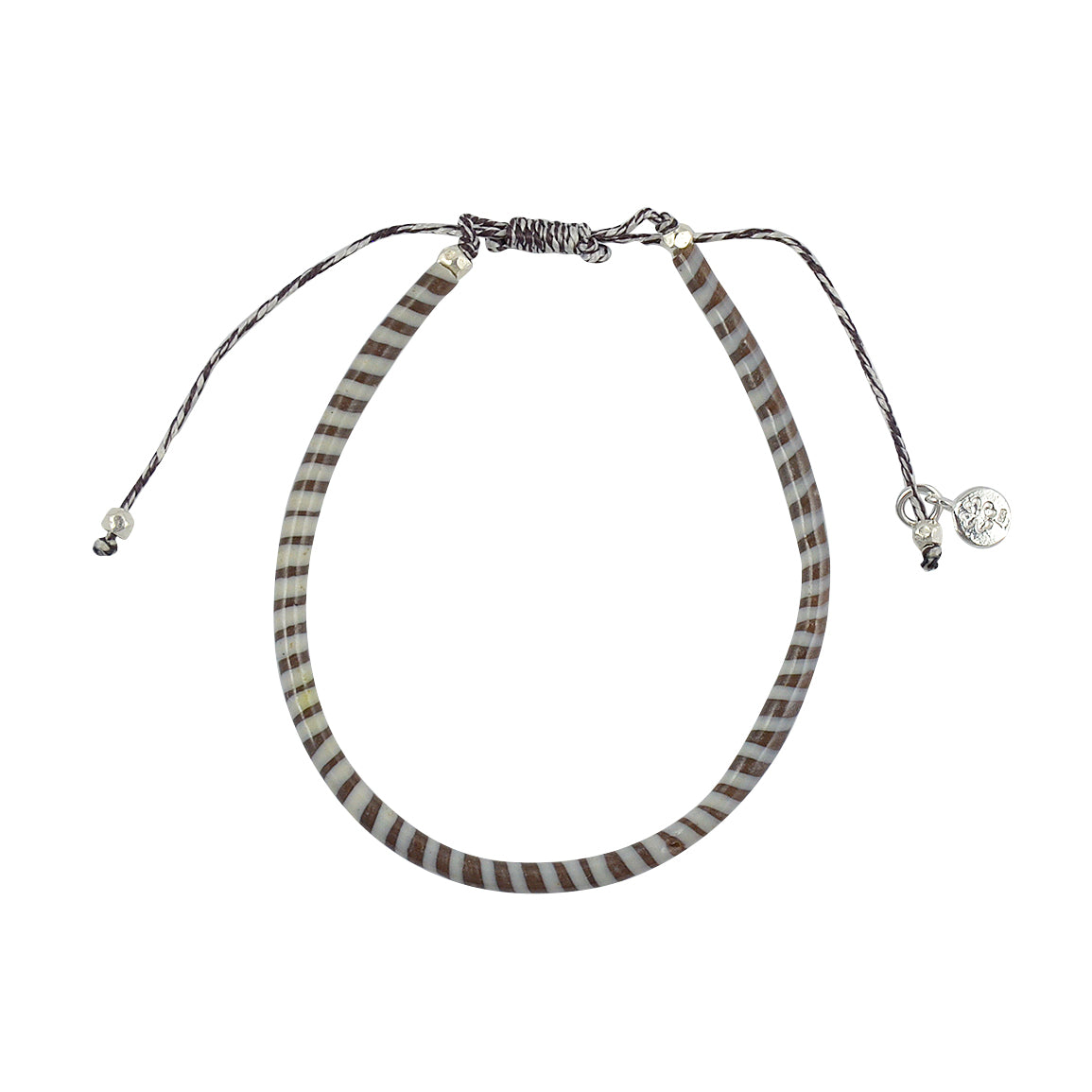 Bracelet mali sur cordon - BRUN & BLANC