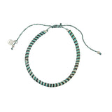 Bracelet mali sur cordon - TURQUOISE BLANC & NOIR