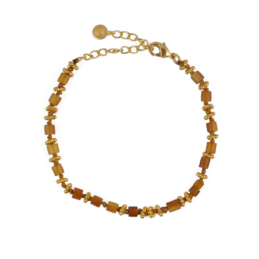 Bracelet doré pierres naturelles noeuds et disques boules -