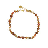 Bracelet doré pierres naturelles noeuds et disques boules -