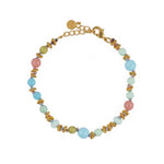 Bracelet doré pierres naturelles noeuds et disques boules -
