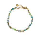 Bracelet doré pierres naturelles noeuds et disques boules -