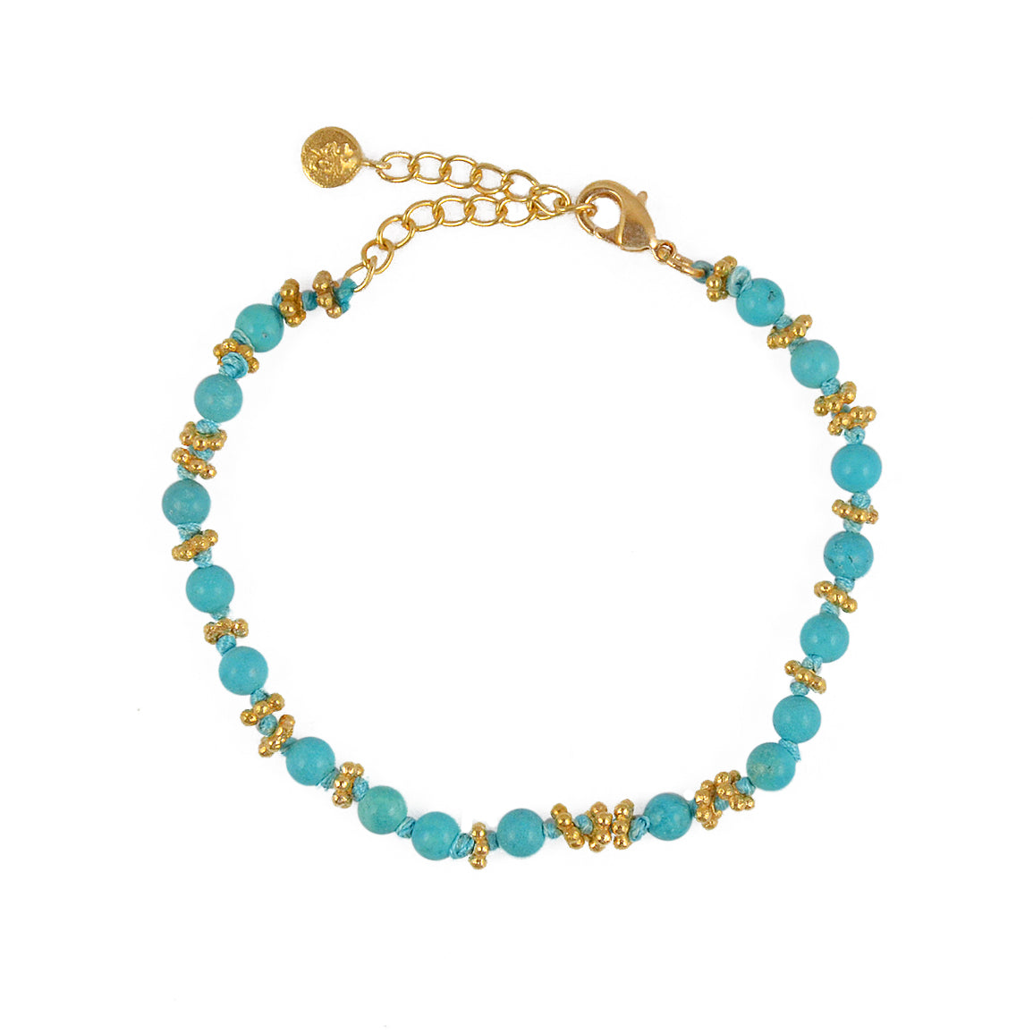 Bracelet doré pierres naturelles noeuds et disques boules -