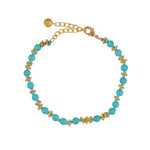 Bracelet doré pierres naturelles noeuds et disques boules -