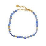 Bracelet mix perles disques dorés et noeuds - BLEU