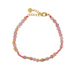 Bracelet mix perles disques dorés et noeuds - ROSE