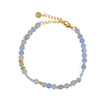 Bracelet mix perles disques dorés et noeuds - BLEU GIVRÉ