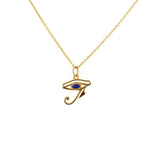 Golden necklace with the eye of Horus (S) and natural stone