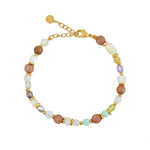 Bracelet pierres naturelles et disques dorés - MIX BLANC &