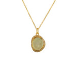 Collier doré pierre irrégulière et zircons - PREHNITE